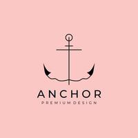 Minimal Emblem of Anchor Ship Line Art Logo, Illustration Design of Across the Ocean vector