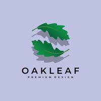 Oak leaf logo icon image flat design long shadow glyph icon silhouette illustration vector