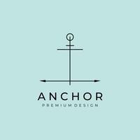 Simple Anchor Boat Ship Nautical Line Art Logo Illustration Template Icon vector