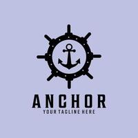 anchor vintage retro minimalist logo illustration design vector