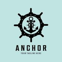 anchor vintage retro minimalist logo illustration design vector