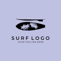 surf vintage retro minimalist logo illustration design vector