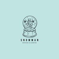 line art snowman minimalist logo design vector