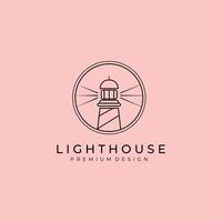 lighthouse logo line art symbol illustration design, lighthouse circle logo design vector