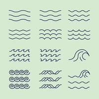 various wave water lake river logo illustration, bundle set collection package design vector