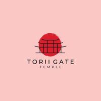 torii gate with sun logo symbol minimalist illustration design vector