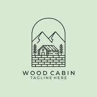 Cabin cabin emblem line art minimalist logo mountain sunburst illustration design vector