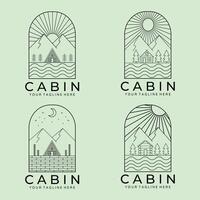 line art cabin minimalist logo design set vector