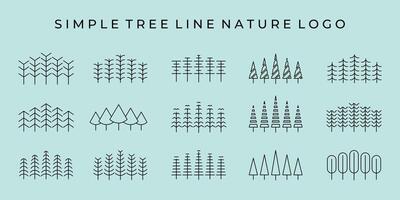 sencillo árbol línea naturaleza logo ilustración diseño Arte mínimo blanca bosque sencillo icono símbolo vector