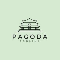 pagoda logo temple line art japanese illustration design vector