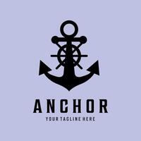 anchor vintage retro minimalist logo illustration design vector