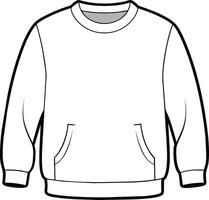 template white sweatshirt mockup, illustration flat design outline vector