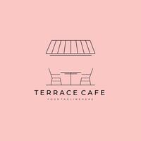 terrace cafe logo illustration design graphic, line art logo symbol vector