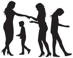 family silhouette white background vector