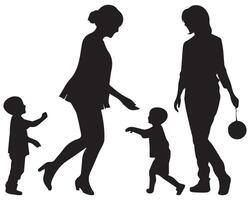 family silhouette white background vector