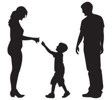 Happy young family silhouette vector