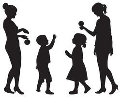 silhouette of happy family on a white background vector