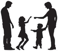 Happy young family silhouette vector