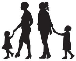 silhouette of happy family on a white background vector