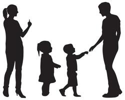Mom and child black silhouette vector
