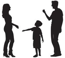 silhouette of family on white background. Symbol of mother, father, son, daughter vector