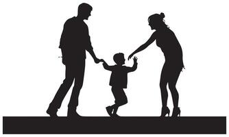 silhouette of family on white background vector