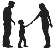 Happy young family silhouette vector
