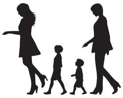 silhouette of happy family on a white background vector