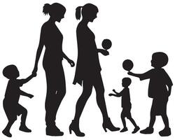 silhouette of happy family on a white background vector