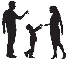 Happy young family silhouette vector