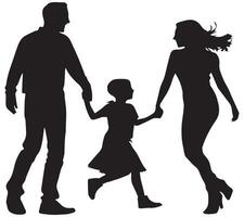 silhouette of mother and father with her children on white background vector