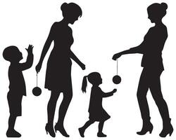 Set of silhouettes of women with children, Mother's day concept vector