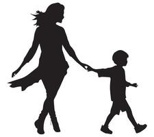 Set of silhouettes of women with children, Mother's day concept vector