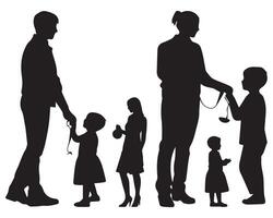 Set of silhouettes of women with children, Mother's day concept vector