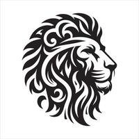 lion face set silhouette, tribal tattoo illustration white background vector