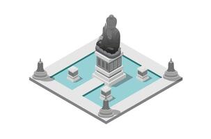 Isometric Buddha statue with beautiful garden surround isolated. The Buddha, officially title buddharoopa vector