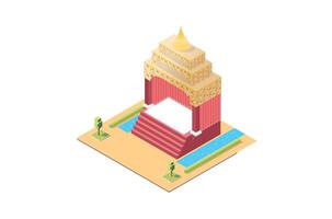 Isometric Illustration of a Music Event stage, 3d Concept Isometric View of Concert Party Background and Stage Landscape. vector