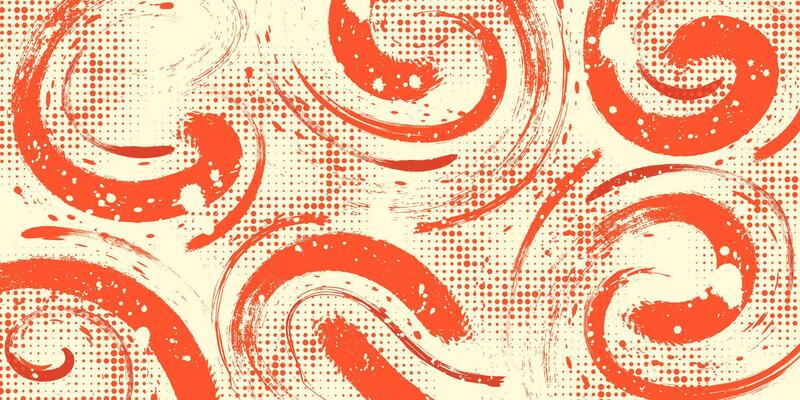 Abstract Grunge Background with Beige and Orange Brush Texture. Creative Design for Sports Background with Halftone Effect
