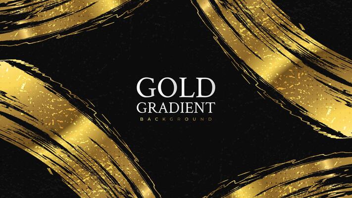 Luxury Gold Grunge Brush Strokes with Texture Effect Isolated on Black Background. Brush Stroke Illustration for Banner, Poster, or Sports. Scratch and Texture Elements For Design