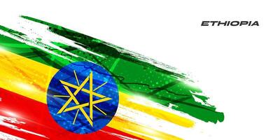 Flag of Ethiopia in Brush Paint Style with Grunge Concept vector