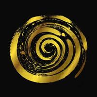 Gold Twirl Brush Strokes with Texture Effect Isolated on Black Background. Scratch and Texture Elements For Design vector