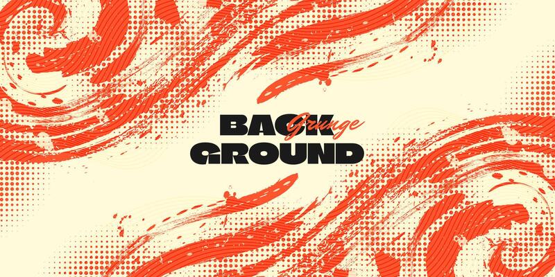 Abstract Grunge Background with Beige and Orange Brush Texture. Creative Design for Sports Background with Halftone Effect