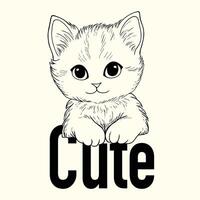 Cute Kitten Black and White Design vector