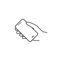 Hand hold the smartphone. Mobile phone touch screen in hand, icon flat design vector