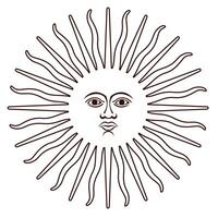 Outline elements of the Argentine flag. Sun with face. vector