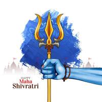 Happy Maha Shivratri traditional Indian festival card with trishul vector