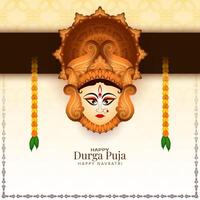 Traditional Durga Puja and Happy navratri indian religious festival background vector