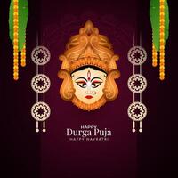 Indian traditional Happy Durga puja and happy Navratri celebration background vector