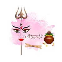 Beautiful Durga Puja and Happy navratri Indian festival decorative background vector