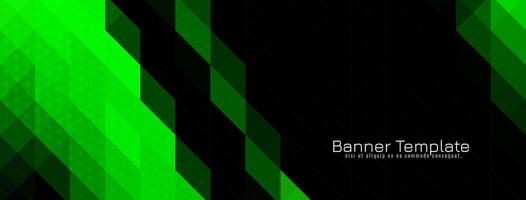 Black and green triangular pattern mosaic design banner vector